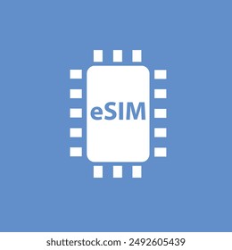 Esim chip card concept icon. Embedded sim card cellular mobile technology smart concept