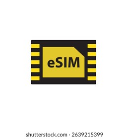 Esim chip card concept icon. Embedded sim card cellular mobile technology smart concept