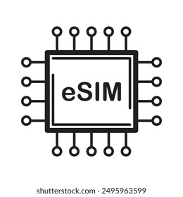 An eSIM chip icon, a chip with contacts to support cellular operators.