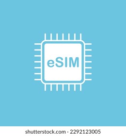 eSIM chip icon. Embedded sim card logo. Vector illustration isolated.