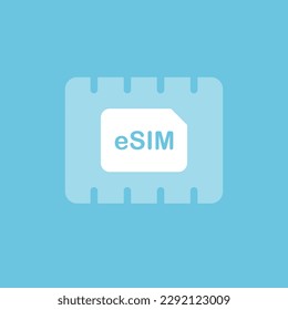 eSIM chip icon. Embedded sim card logo. Vector illustration isolated.