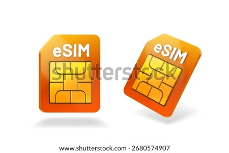 E-Sim chip, mobile communication with the operator. Vector illustration