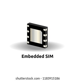 eSIM Embedded SIM card icon symbol concept. new chip mobile cellular communication technology. vector illustration in 3D style object