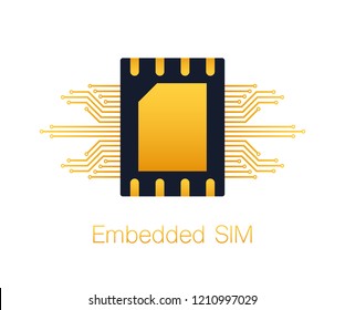 eSIM Embedded SIM card icon symbol concept. new chip mobile cellular communication technology. Vector stock illustration.