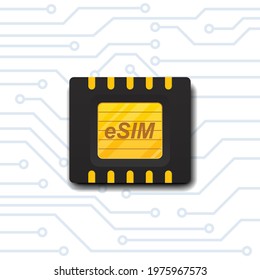 eSIM embedded sim card icon isolated on background vector illustration.