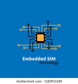 eSIM Embedded SIM card network icon symbol concept. new chip mobile cellular communication technology. vector illustration in flat style.