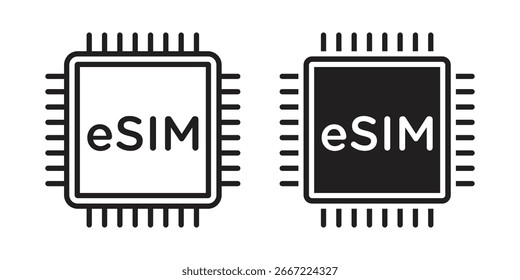 Ícone ESIM. rabiscar vetores gráficos