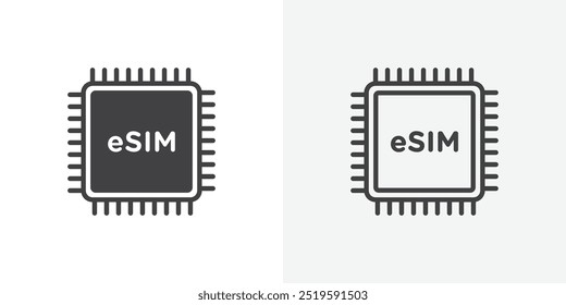 ESIM icon. solid filled and stroke thin line style eps 10