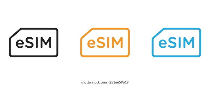 ESIM-Symbol Dünnlinien-Illustrationssatz