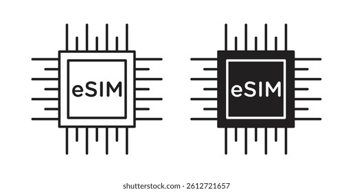 ESIM icons in black fill and line style