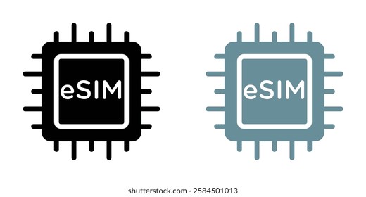 ESIM icons pack in black and colored version