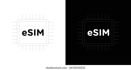 Iconos de ESIM. Ilustraciones de símbolos de Vector.