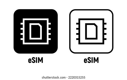 Esim Internet Operator Simcard Symbol. Embedded-Chipsatz-Smartphone-Symbol 5 g Vektorsymbol