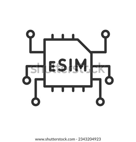 e-sim, linear icon, electronic sim card. Line with editable stroke