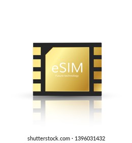 ESIM modern and tetechnology of future. Embedded SIM card icon symbol concept. gsm phone mobile network simcard. vector illustration 