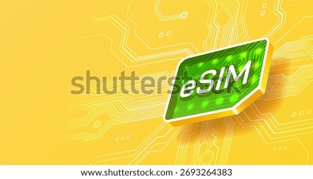 eSIM Technology Concept on Circuit Board Background, illustrating modern digital connectivity. Vector illustration