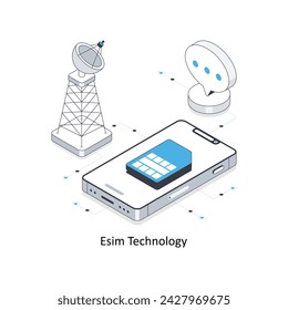 ESim Technology isometric stock illustration. EPS File stock illustration