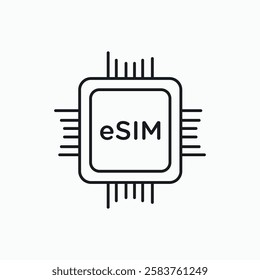 ESIM vector icon isolated in black line