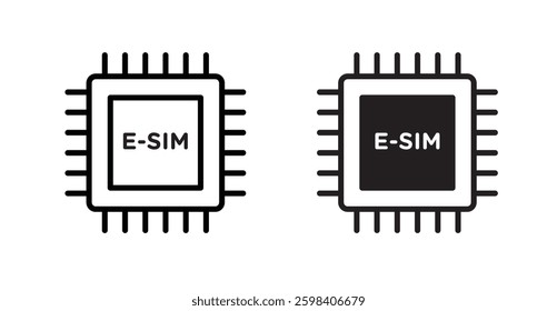 ESIM vector icon set in black color.