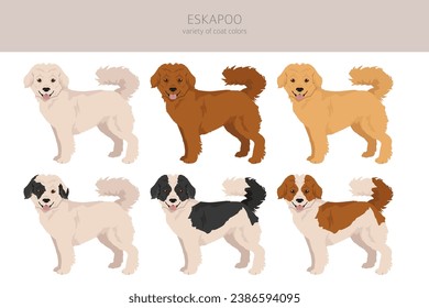 Eskapoo Clip Art. Eskimo Hund Poodle Mix. Verschiedene Farben für den Mantel.  Vektorgrafik