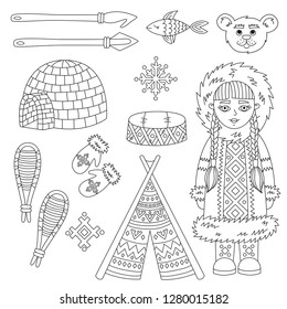 Eskimo Arctic Symbols Character Vector Set Stock Vector (Royalty Free ...