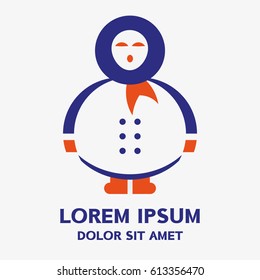 eskimo , Chukchi character , a resident of the North , flat design element . Vector illustration isolated on background.