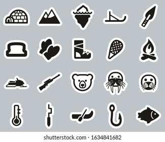 Eskimo Culture & Tools Icons Black & White Sticker Set Big
