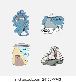 Eskimo design elements cartoon design symbols sketch