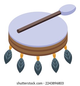 Eskimo drums icon isometric vector. Alaska nature. North nature