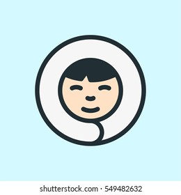 Eskimo Face Minimal Colorful Flat Line Stroke Icon Pictogram Symbol Illustration