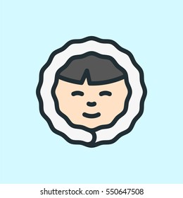 Eskimo Face Minimal Colorful Flat Line Stroke Icon Pictogram Symbol Illustration