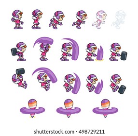 Eskimo Girl Game Sprites.
Suitable for tapping, side scrolling, action, and adventure game.