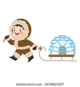 Eskimo Happy move igloo cartoon