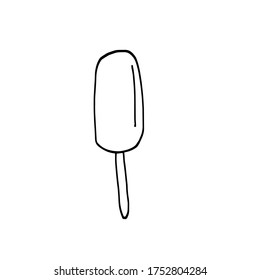  Eskimo Eis, Bälle in einem Waffelbecher. Sommergenuss von leckerem Eis. Einzeln auf weißem Hintergrund. Vektorbild im Doodle-Stil. Gestaltungselemente.