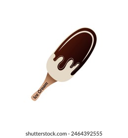 Ilustración de postre con logotipo de helado esquimal Vector chocolate cubierta sabor fresco de vainilla