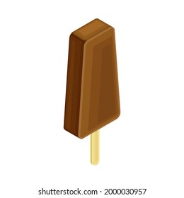 Eskimo Ice Cream on Stick from Food Court as Self-serve Dinner Isometric Vector Illustration