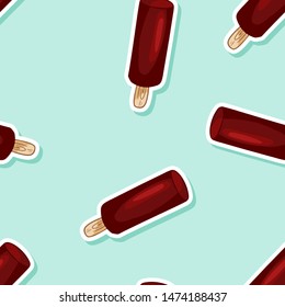 Eskimo ice cream seamless pattern. Cute cartoon style hand drawn background texture