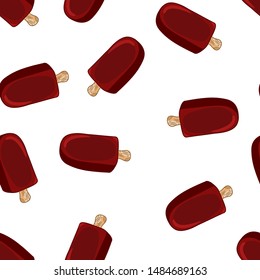 Eskimo ice cream seamless pattern. Cute cartoon style hand drawn background texture