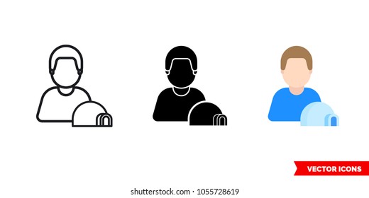 Eskimo icon of 3 types: color, black and white, outline. Isolated vector sign symbol.