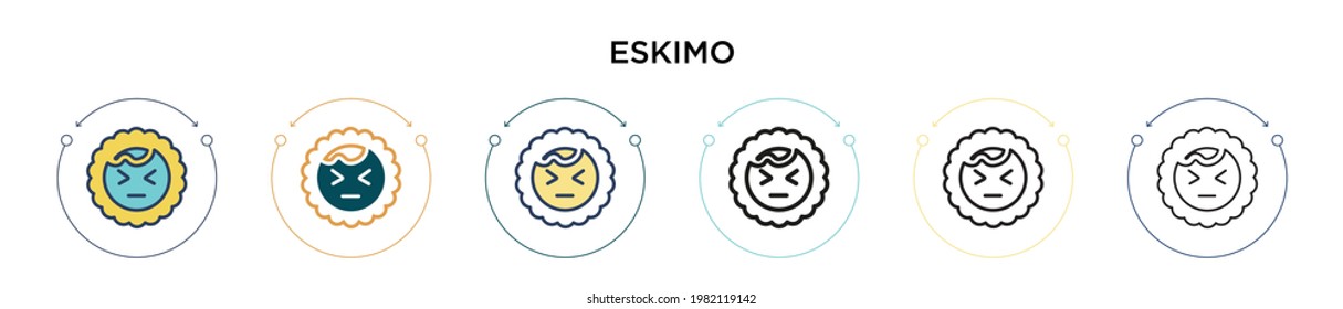 Eskimo icon in filled, thin line, outline and stroke style. Vector illustration of two colored and black eskimo vector icons designs can be used for mobile, ui, web