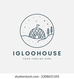 Eskimo igloo house with emblem logo vector design illustration template Creative icon