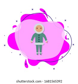 Eskimo, man cartoon liquid bacdge icon. Simple color vector of people around the world icons for ui and ux, website or mobile application