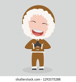 Eskimo man in flat design
