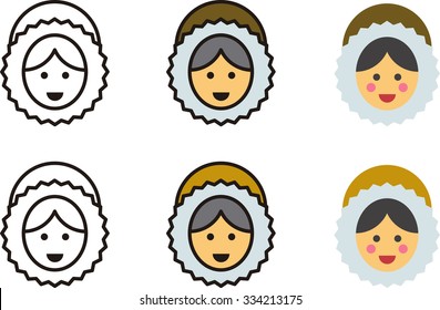 ESKIMO man and woman outline icons