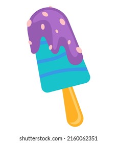 Eskimo on a stick - modern flat design style single isolated object. Neat detailed image of popsicles with hazelnut topping. Ice cream, summer food, delicious dessert, frozen snack, melting cream idea