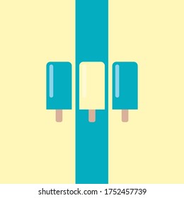 Eskimo on a striped colored background. Ice cream. Lollipop. Vector illustration