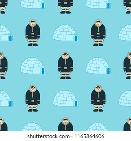 Eskimo pattern. Inuit background. arctic traditional  Man of north. Chukchi Vector ornament