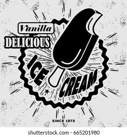 Eskimo Pie Ice Cream label, badge,sign or poster. Vintage, Retro style. Vector illustration