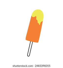 Pastel esquimal, helado en Vector de carne ilustración plana simple. Caramelos congelados, sorbete de frutas para el verano, póster de vacaciones, volante, Anuncio, diseño de menú.