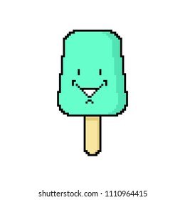 Eskimo pixel art. Ice cream 8 bit. vector illustration

